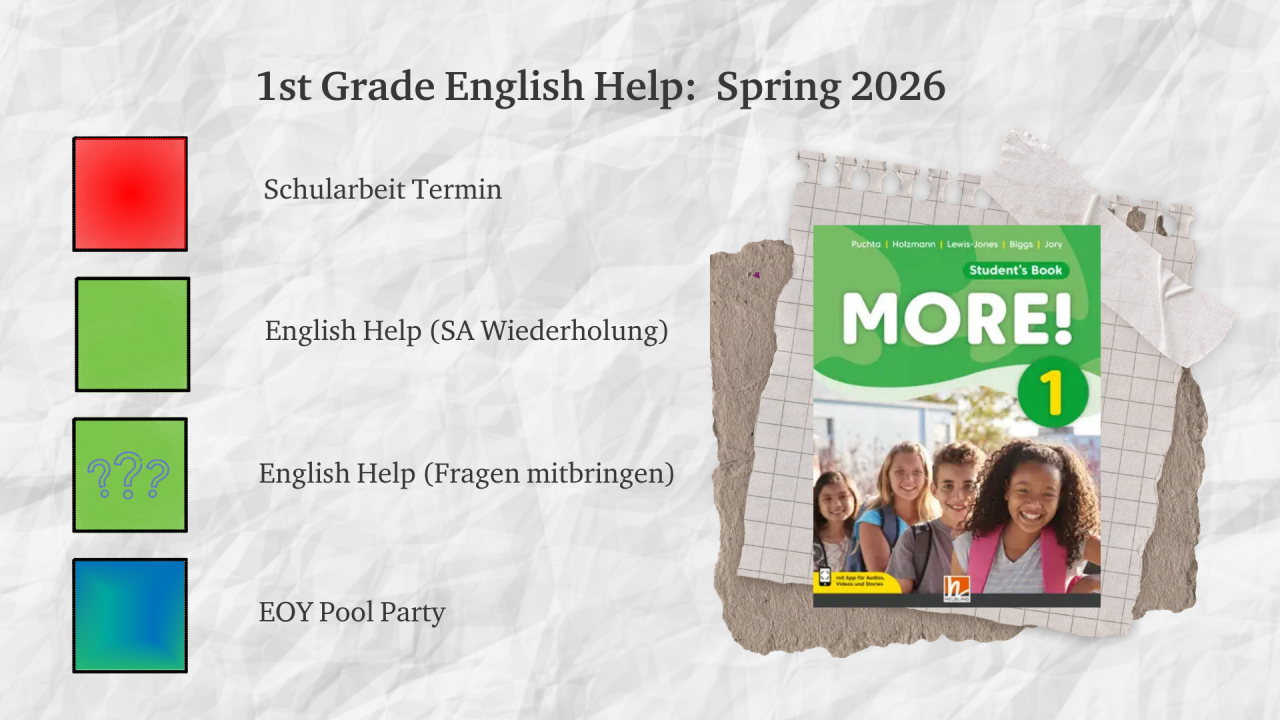 key for English Help calendars