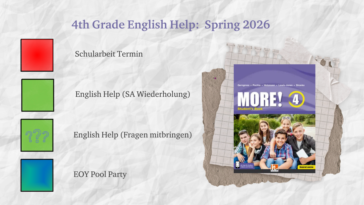 Key to 4th Grade Calendar 2026