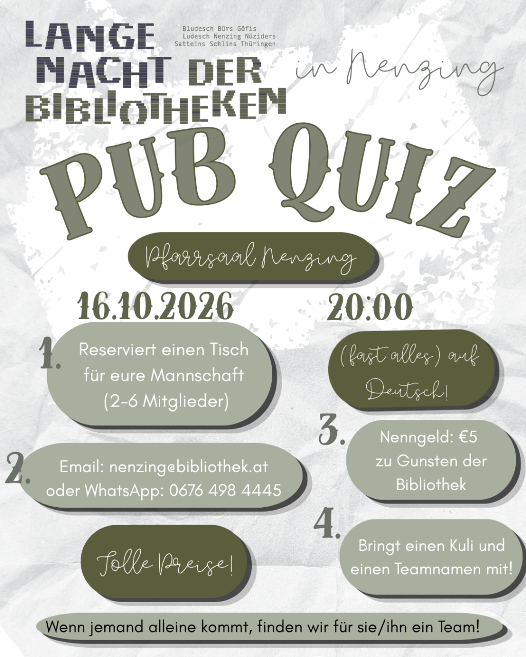 Information zum Pub Quiz