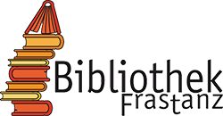 Bibliothek Frastanz mit orange-gelb Buchstapel